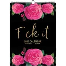 2026 Fu-ck It Calendar for Tired-Ass Tired Women 12 Months Wall Hanging Calendar for Home Office Funny Swear Gag White E