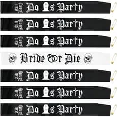7 Pcs Bride or Die Bachelorette Party Decorations, White Bride or Die Sash and Black Till Death Do Us Sashes for Hen Par