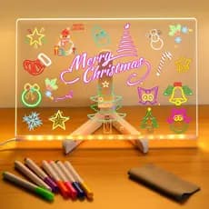 Quadro de Notas LED com Cores, Quadro de Acrílico Iluminado para Apagar a Seco, Quadro de Mensagens em Acrílico, Quadro