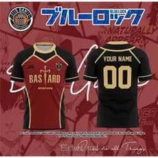 Camisa Personalizada Blue Lock Jersey Uniform Bastard München com Nome e Número, Impressão em Dois Lados, Camiseta para