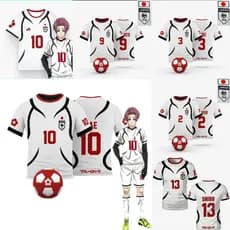 Camiseta Blue Lock da Seleção Nacional Japonesa, Camisa Branca com Vários Personagens de Anime, T-Shirt Streetwear Uniss