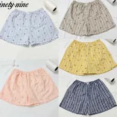 Shorts Listrados com Laço para Mulheres, Verão Praia/Casa/Roupa de Dormir
