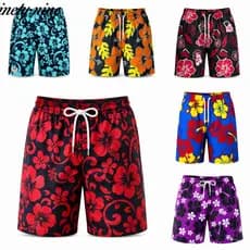 KY12FF (12XL) |     70–120KG) Calções Havaianos Unissex de Algodão |     Calças Curtas de Praia Unissex com Estampa Hava