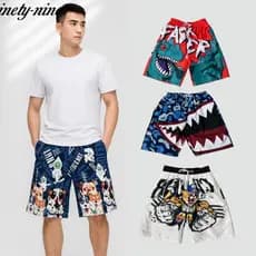 Shorts JJ com estampa de desenho animado, cintura elástica com cordão ajustável, tamanho único 45 - 75 kg, em estoque e