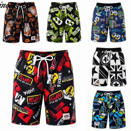 Calças de Praia com Estampa Havaiana KYFF (55–85KG) |     Calções de Praia Unissex para o Verão