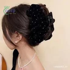 Moda Hoje 1 Peça Grampo De Cabelo Com Laço De Veludo Preto Vermelho Para Mulheres Princesa Cabeça Garras Grampos Grandes