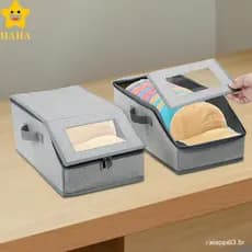2 Peças De Armazenamento De Chapéu Empilhável Total Comporta Até 24 Tampas Organizador Com Tampa E Janela Transparente S