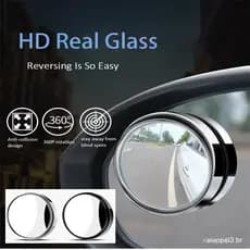2pçs hd Ponto Cego Espelho Retrovisor Do Carro Pequeno Convexo Redondo Grande Campo Reverso De Estacionamento Com Ângulo