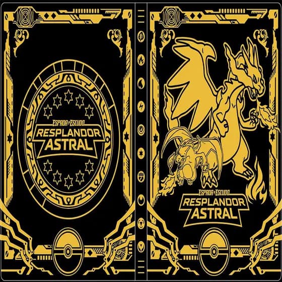 Álbum de Coleção Pokémon com Grade de Nove Quadrados e Estampagem Dourada, Álbum de Cartas Pokémon, Álbum do Pikachu, Ca