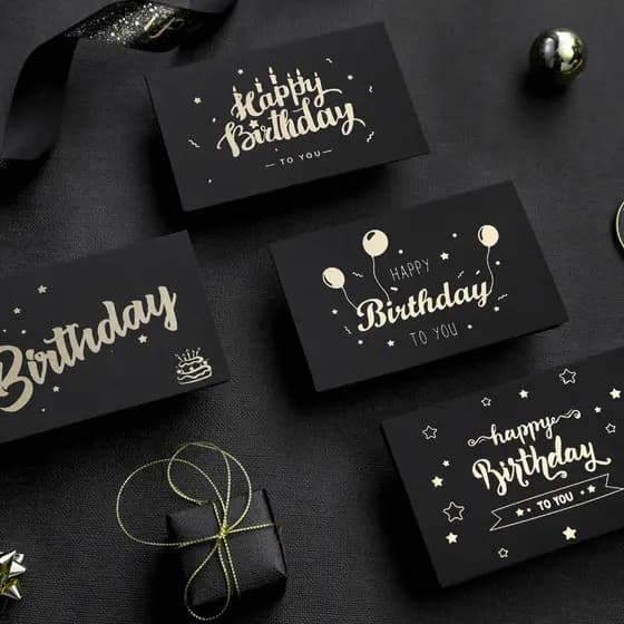 Cartão de aniversário com estampa dourada, presente criativo coreano para aniversário, pequeno cartão com mensagem de bê