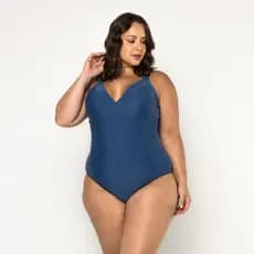 Maiô Tradicional com Recortes Feminino Poliamida Moda Praia Natação Menina Sem Bojo