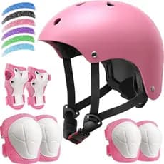 Conjunto de capacete de bicicleta infantil, capacete ajustável adequado para meninos e meninas de 2 a 14 anos, conjunto