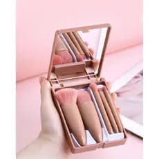 Conjunto de Pincéis de Maquiagem em Tamanho de Viagem Golbylicc, Kit Completo de Pincéis Cosméticos com Estojo e Espelho