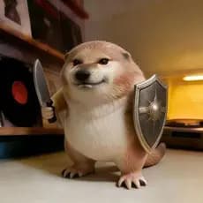 Minha Estatueta de Cão com Escudo, Modelo GK de Cão com Escudo Famoso na Internet, Decoração de Mesa Divertida, Estátua