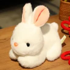 Novo brinquedo de pelúcia de coelho simulado, brinquedo de coelhinho branco fofo, presente de boneca para crianças, pres