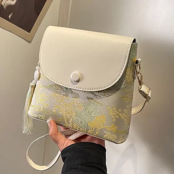 Bolsa de nicho de alta qualidade, versão coreana 2024, bolsa transversal versátil e elegante para mulheres, estilo flore