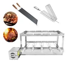 Churrasqueira Grill 5 Espetos 100% Inox + Espeto Grelha + Bifeteira