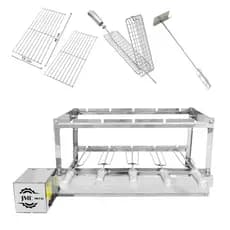 Grill Giratória 100% Inox 5 Espetos Mais Acessórios