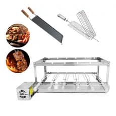 Churrasqueira Grill 6 Espetos 100% Inox + Espeto Grelha + Bifeteira