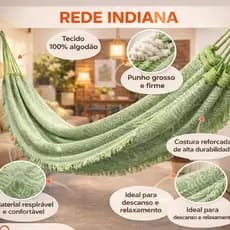 rede de dormir  2,60m x1,63m indiana p algodão reforçada grande descaço e lazer luxo