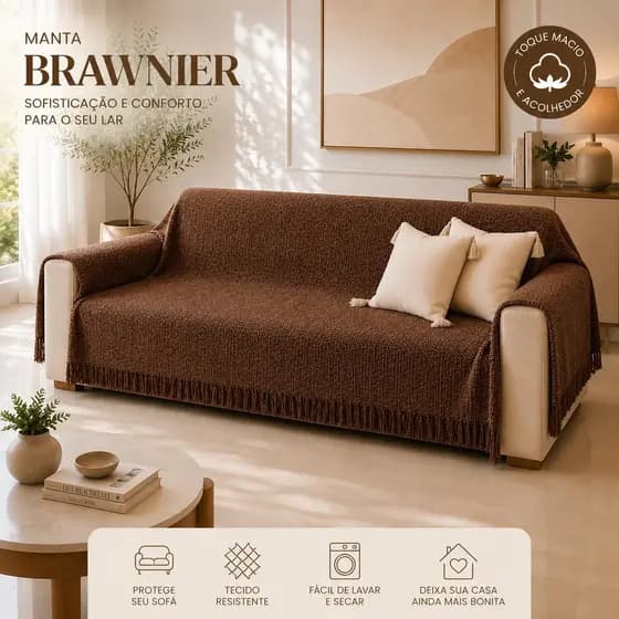 Manta Para Sofá de Algodão Luxo King Gigante Decorativa e Macia Para e Cama Premium direto da fabrica artesanal
