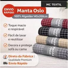Manta Oslo Premium 100% Algodão 145x200cm direto da fabrica
