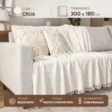 Manta para sofá 2,40 1,80 Gigante — Manta Decorativa 100% Algodão Premium para Sofá e Cama artesanal