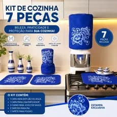 Jogo de Cozinha 7 Peças Tecido Oxford – Kit Completo com Capas para Eletrodomésticos e Panos Decorativos luxo
