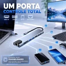 8 Em 1 USB Hub Expansor Dock Type C TF Leitor SD Áudio Compatível Com MacBook Pro ipad HP