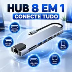 HUB 8 em 1 Tipo C USB HDTV 4K 30Hz Vídeo USB 3.0 USB 2.0 SD TF Cartão Slot Leitor de Dados USB-C