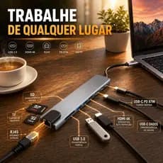Hub USB-C 8 em 1 USB 2.0/3.0 HDMI 4K RJ45 Rede SD TF Docking Station Extensão Alta Velocidade