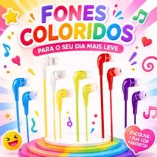 Fone de Ouvido com Fio Colorido Stereo Headphone