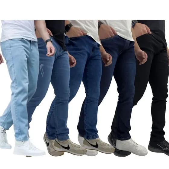 Calça Jeans Masculina Kit Com 5 Slim Fit Premium Lycra Full