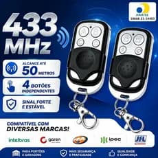 Controle Remoto 433MHz Universal para Portão Eletrônico 4 Botões Compatível e Prático