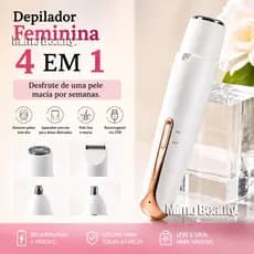 Depilador elétrico feminino 4 em 1 barbeador aparador de pelos corporais nariz e sobrancelhas recarregável