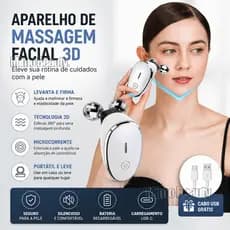 Massageador Facial com Microcorrente e Rolos Lifting, Rosto em V, Pele Firme e Rejuvenescedora