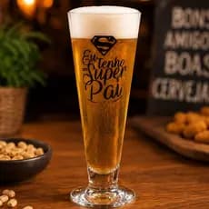 Taça Tulipa  Reta pra Chopp com Logo SUPER PAI  350ml