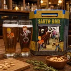 Jogo 6 Copos  Cerveja Personalizados  300 ml  - Caixa Litografada