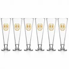 Jogo de Taças Tulipas de Chopp Com Logo Dourada Antartica 350 ml 6 Peças