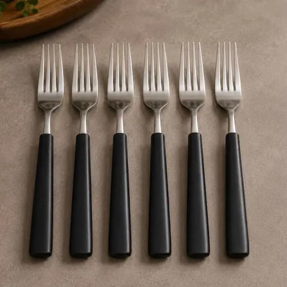 Garfo De Mesa Inox 6 Peças Cabo Preto