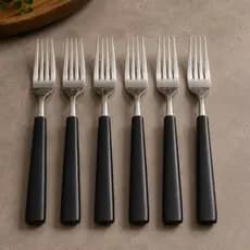 Garfo De Mesa Inox 6 Peças Cabo Preto