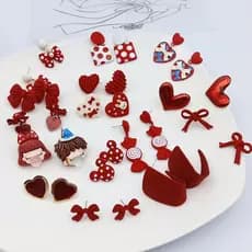 Brincos Vermelhos Arco Amor Coração Estilo