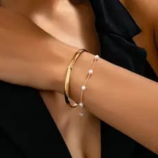 Simples dupla camada pérola pulseira estilo japonês coreano ins estilo elegante único estilo legal pulseira