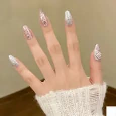 Frost Moon Flower Letter de alta qualidade dourada prata usando unhas rosa olho de gato curto Oval piscando pequeno fres