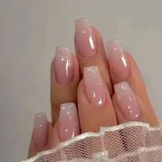 Unhas de balé médio longo menina rosa gradiente Glitter unhas falsas doce ins estilo moda Manicure unhas