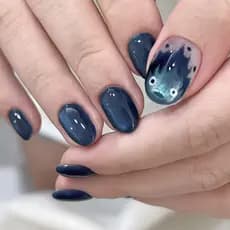 Usando unhas pequeno diabo chama peças de unhas destacáveis índigo olho de gato peças de unhas falsas unhas falsas 24 pe