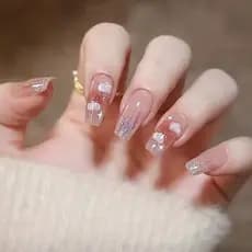 Adesivos de unhas vestíveis, unhas de balé, gelo, transparente, brilhante, nuvem, peças de unhas, unhas falsas, unhas ac
