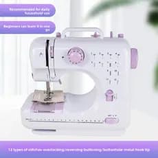 Máquina de costura elétrica doméstica, máquina de costura automática de mesa, 12 tipos de pontos, pequena máquina de cos