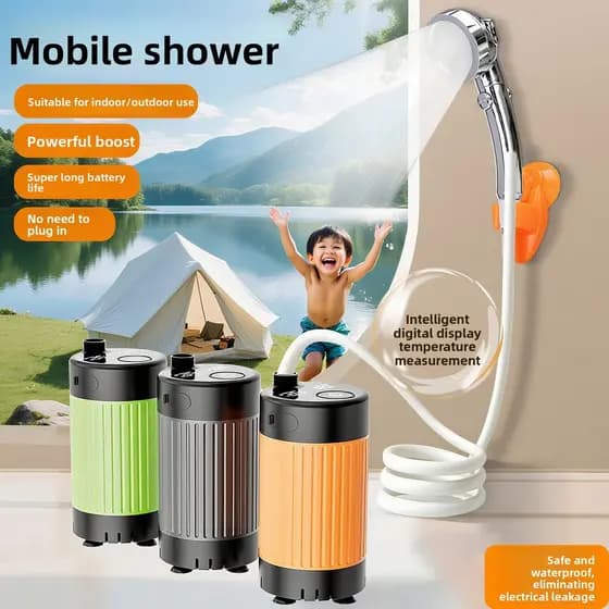 Chuveiro elétrico portátil bomba de água acampamento ao ar livre banho chuveiro doméstico simples chuveiro