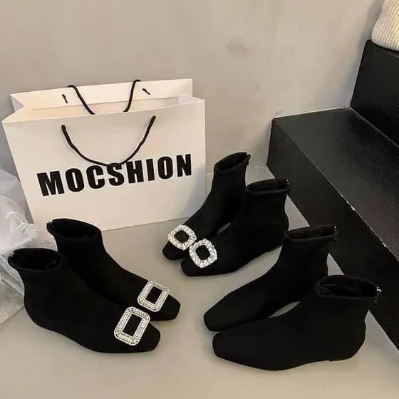 Senhoras estilo ocidental botas curtas de boa aparência altura aumentada 2026 preto venda quente botas finas Super quent